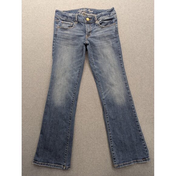 American Eagle Jeans Womens 6 Blue Favorite Boyfriend Stretch Straight Leg Boho - Picture 1 of 16